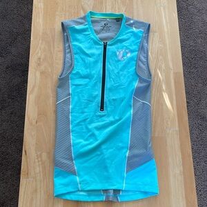 Ladies Cycling Biking Pearl Izumi Sleeveless Jersey gray/sea foam green